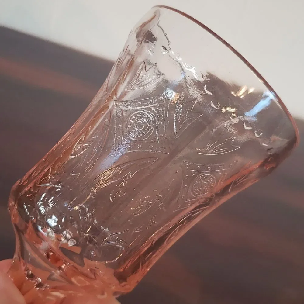 Gorgeous Vintage Blush Pink Heavy Depression Glass Water Goblet